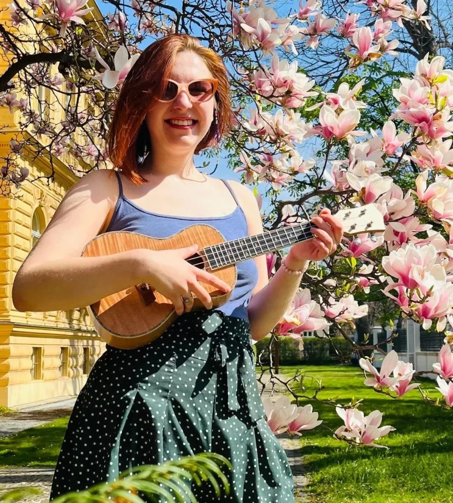 Singasong student with a ukulele